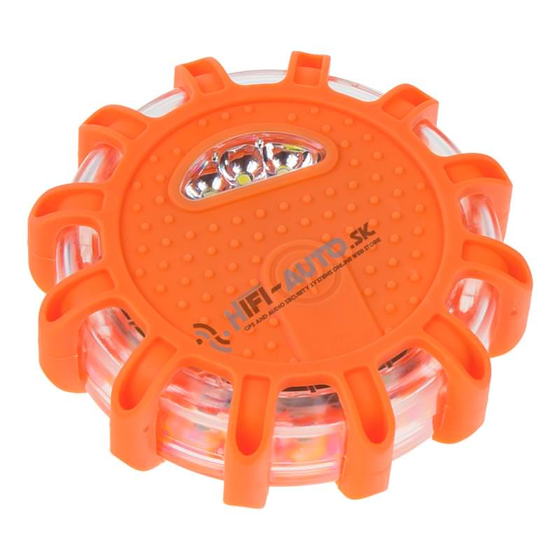 LED výstražné svetlo 12 + 3 LED na 3x batériu AAA, oranžové 