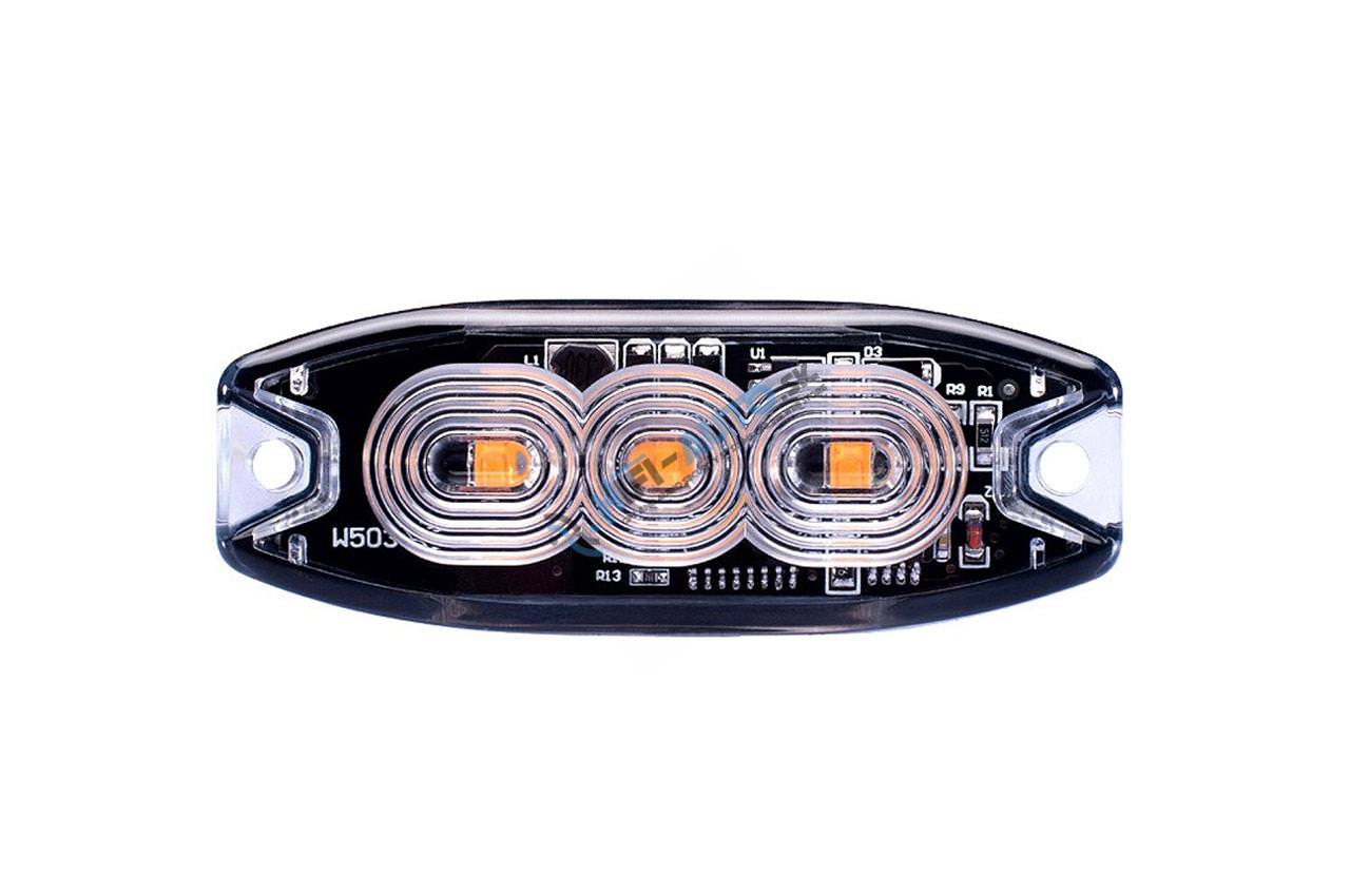Výstražné osvetlenie oranžové 3xLED 12/24V 8W R65 R10