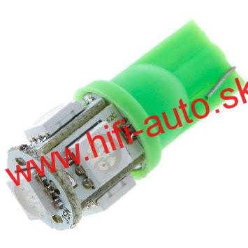 Autožiarovka T10, 5xled, zelená, 5050 SMD