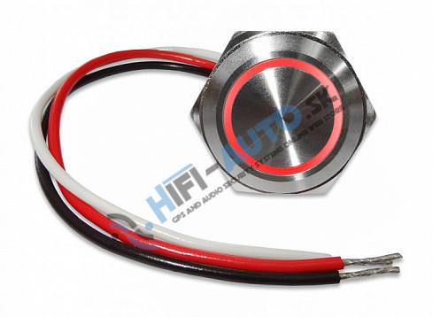 Tlačidlo kovové guľaté, červené podsvietenie, programovateľné s časovou funkciou