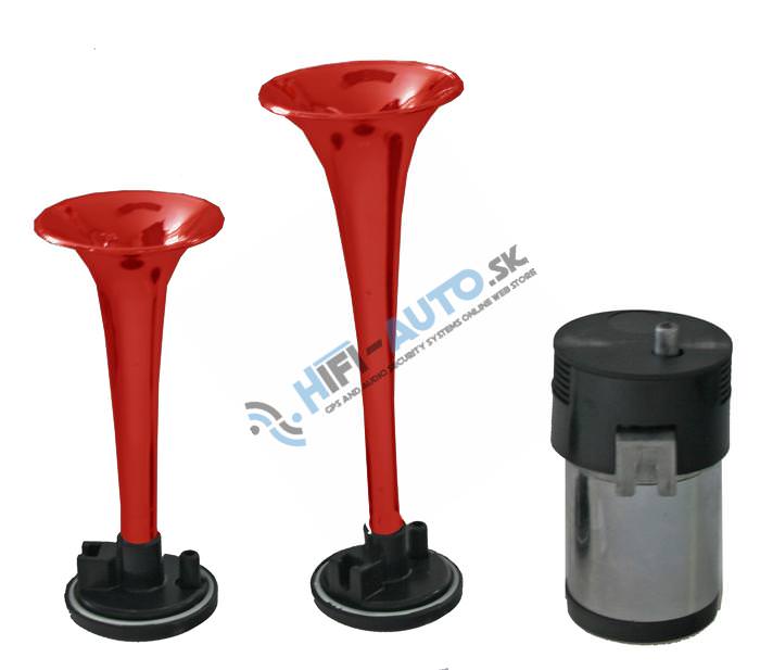 2-tónová fanfára 220mm, 12V s kompresorom červená ECE R28