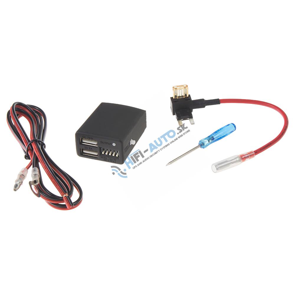 2x USB nabíjačka pre DVR kamery s park. módom a kontrolou odpojenia pri poklese napätia