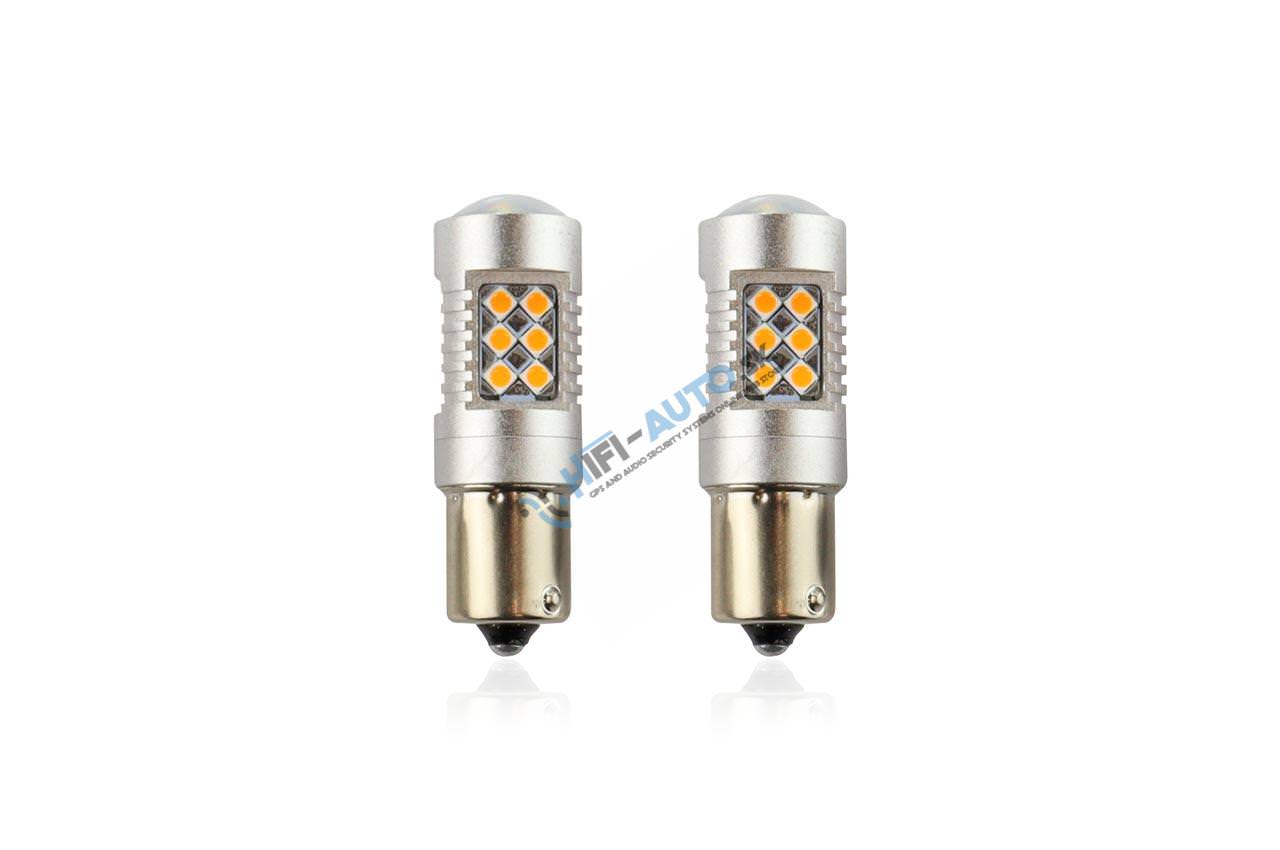LED žiarovka BA 15S, 24LED jantárová CANBUS 12V-24V 