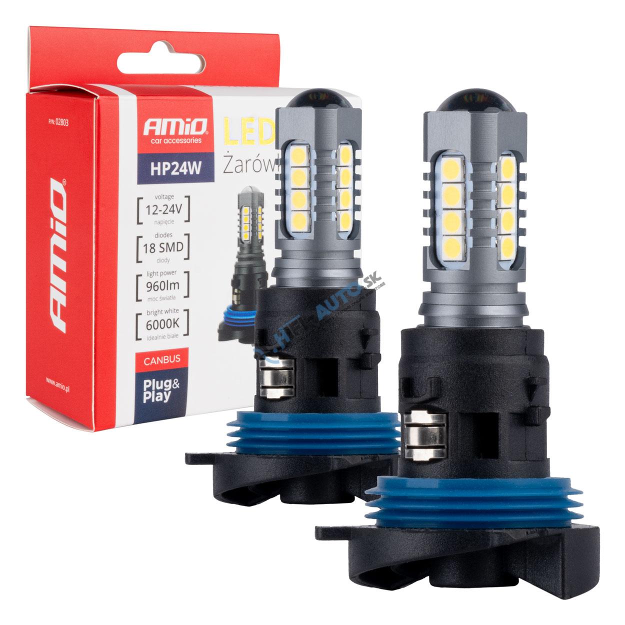 LED žiarovky HP24W CANBUS 3020 18SMD 3030 biela 12V-24V