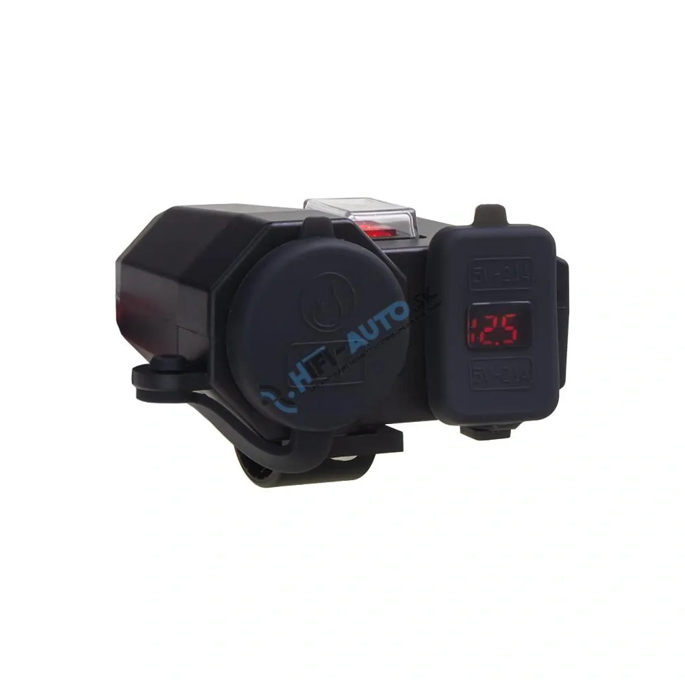 2x USB nabíjačka, voltmeter a CL zásuvka vodeodolná na motocykel