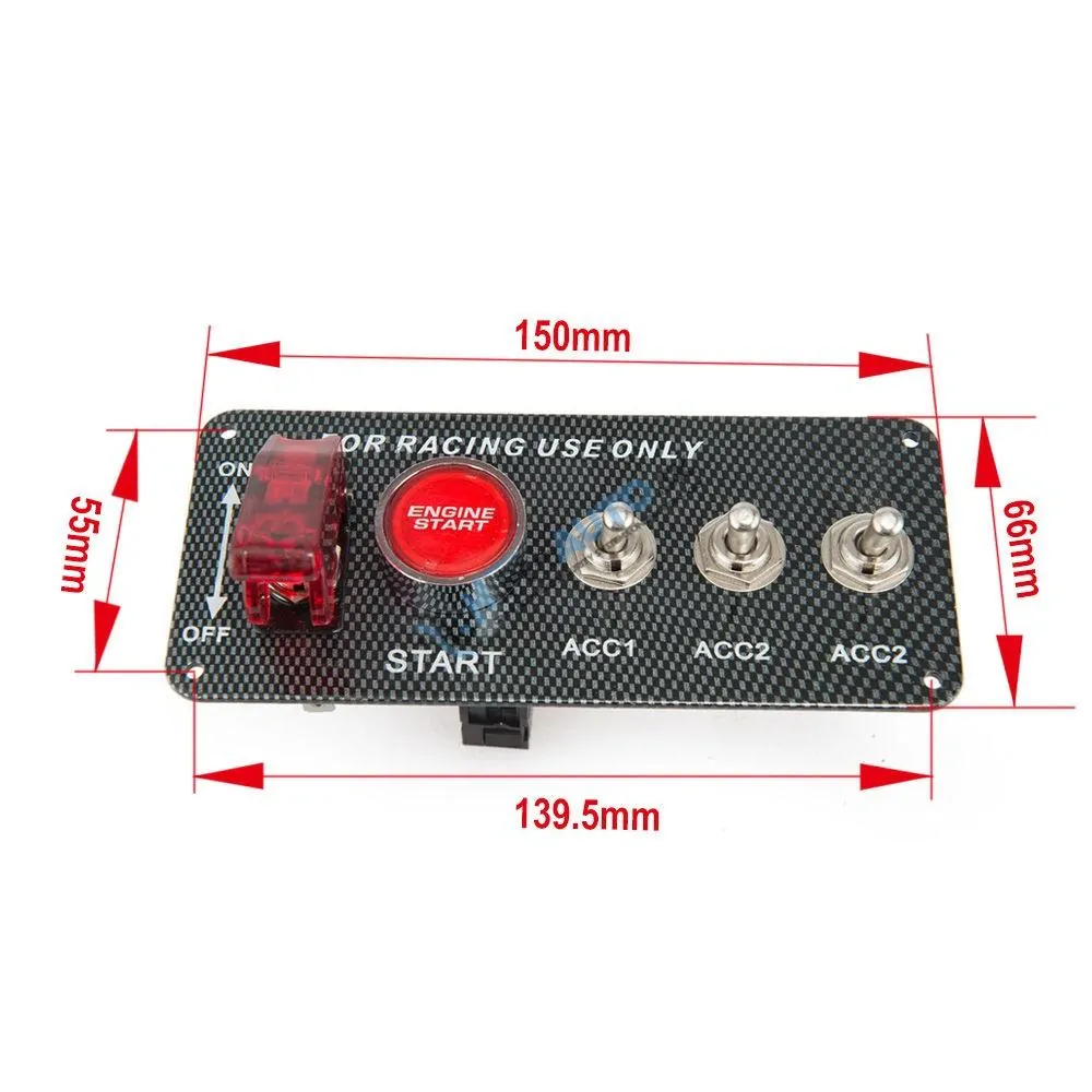 Panel s 4x spínačmi + tlačidlo ŠTART, 12V