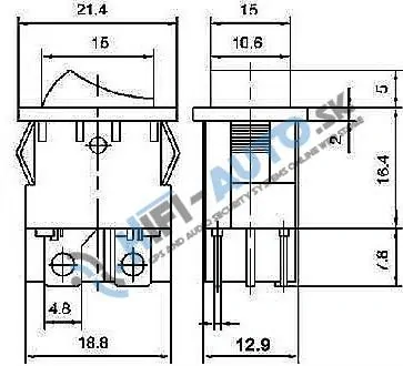 Dvojitý spínač kolískový hranatý 10A