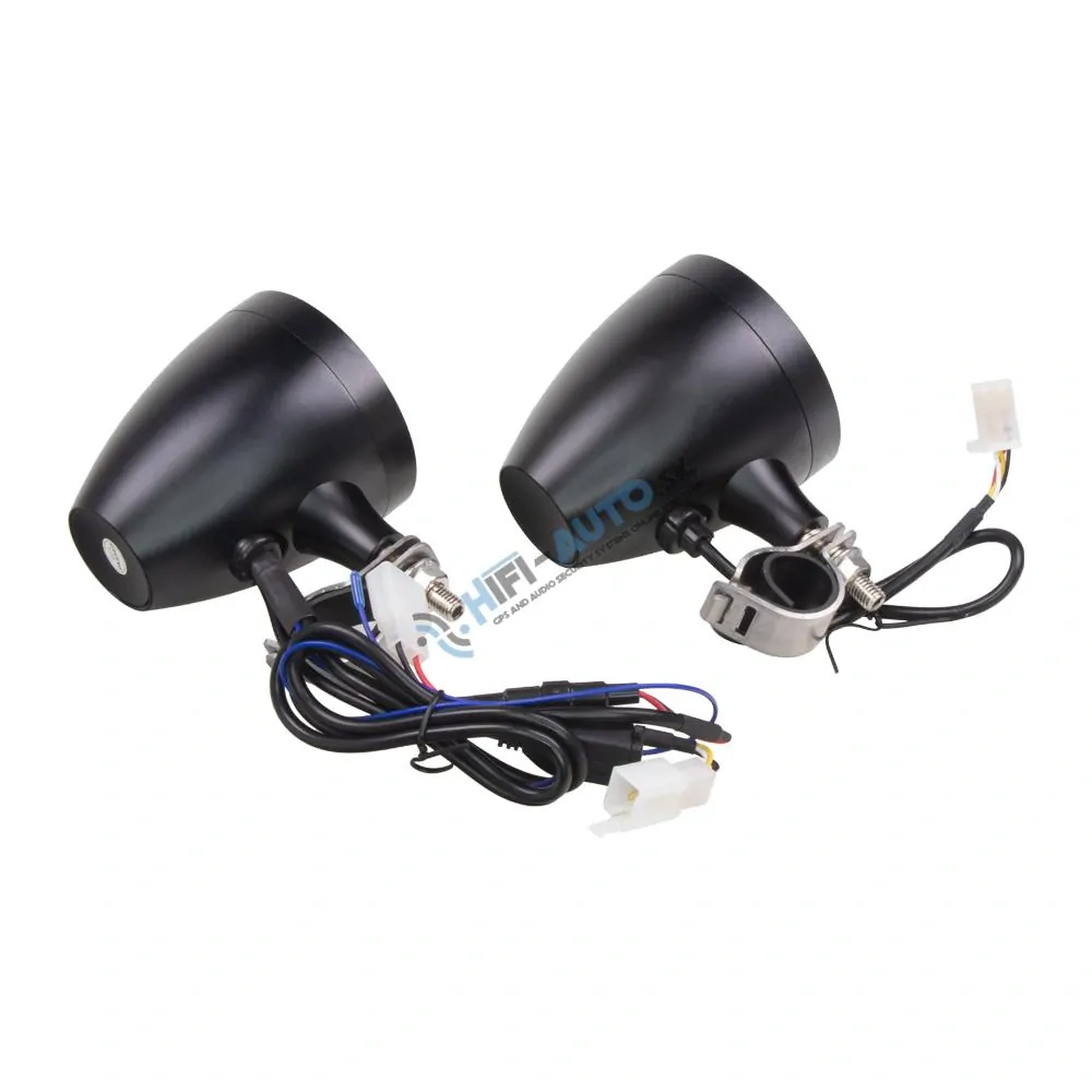 Zvukový systém na motocykel, skúter, ATV s FM, USB, BT, farba čierna