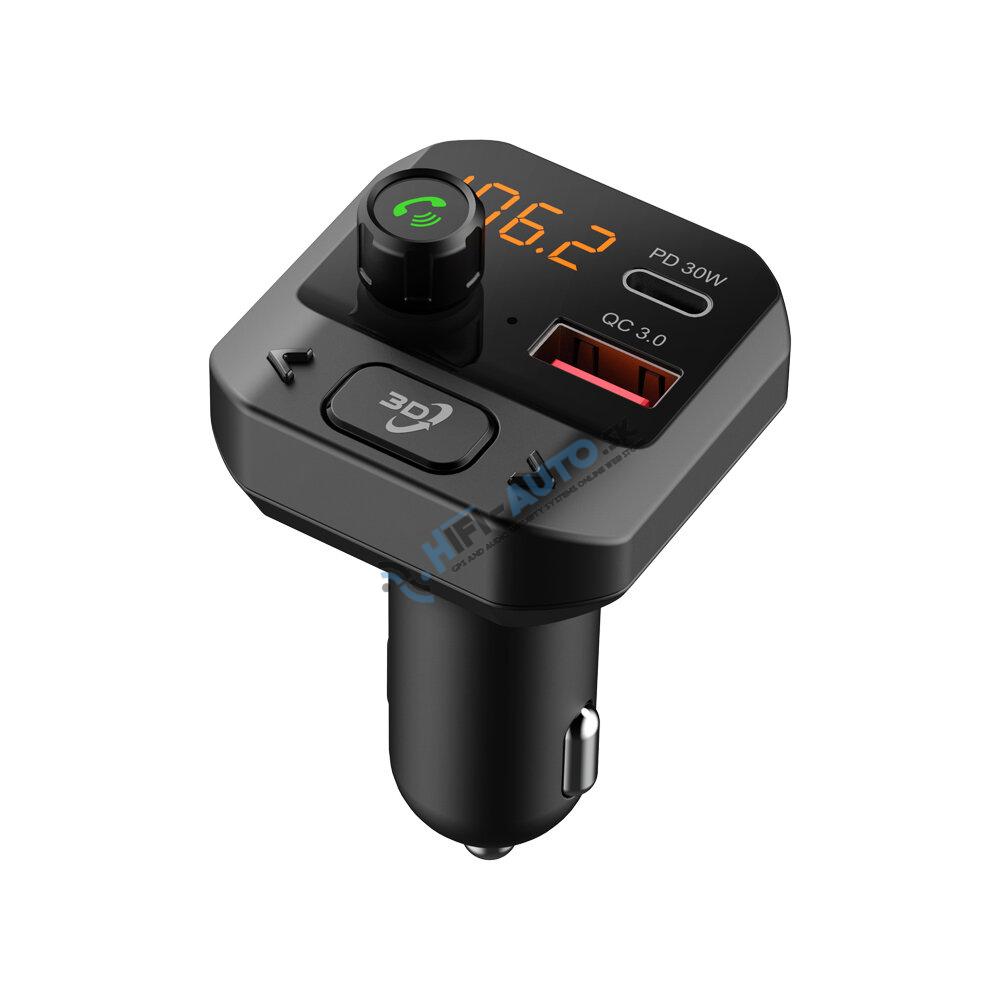 Bluetooth/MP3/FM modulátor bezdrôtový s SD portom do CL s 3D stereo, USB-C / USB