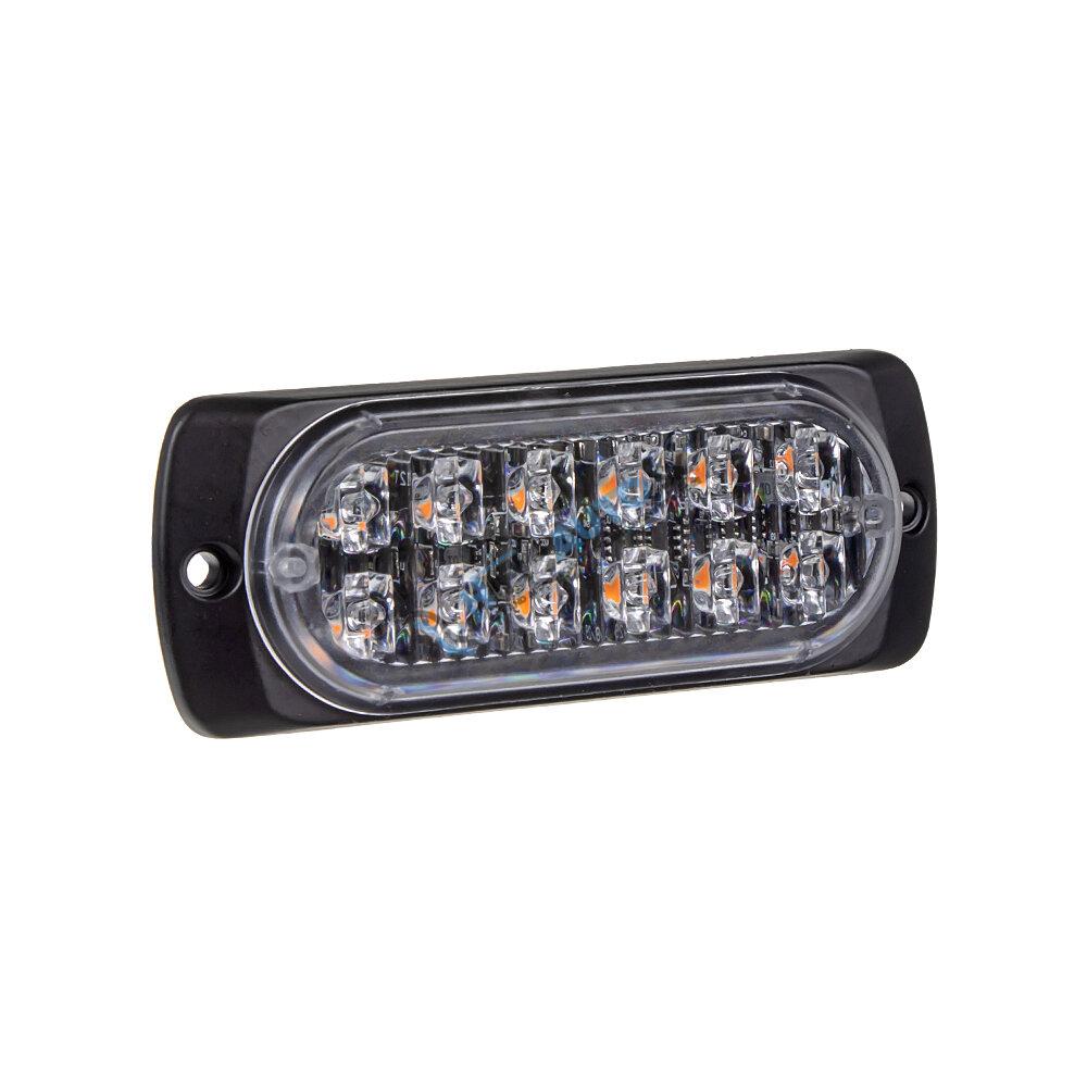 SLIM výstražné LED svetlo vonkajšie, oranžové, 12/24V, 12 x 1W