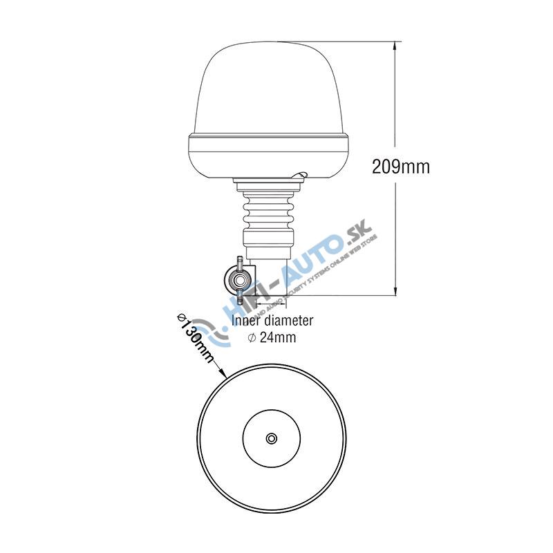 LED maják, 12-24V, 10x1, 8W, oranžový, na držiak, ECE R65 R10