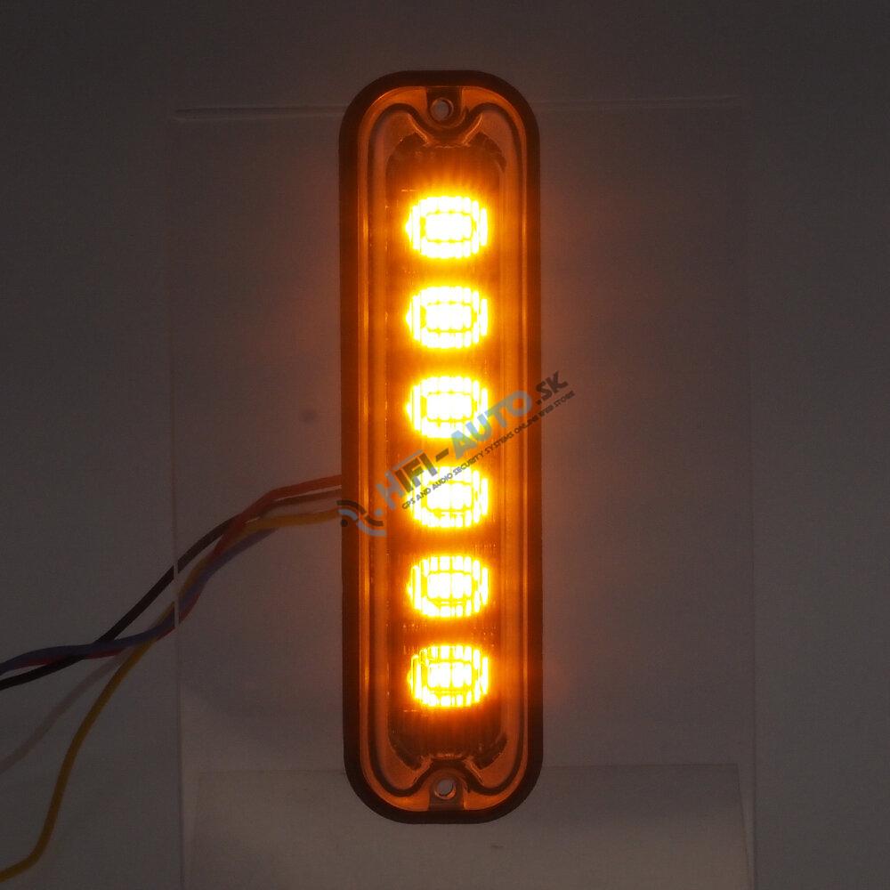 PREDATOR 6x4W LED vertikálny, 12-24V, oranžový, ECE R65