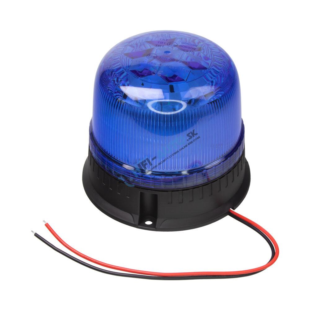 LED maják, 12-24V, 24xLED modrý, pevná montáž, ECE R65
