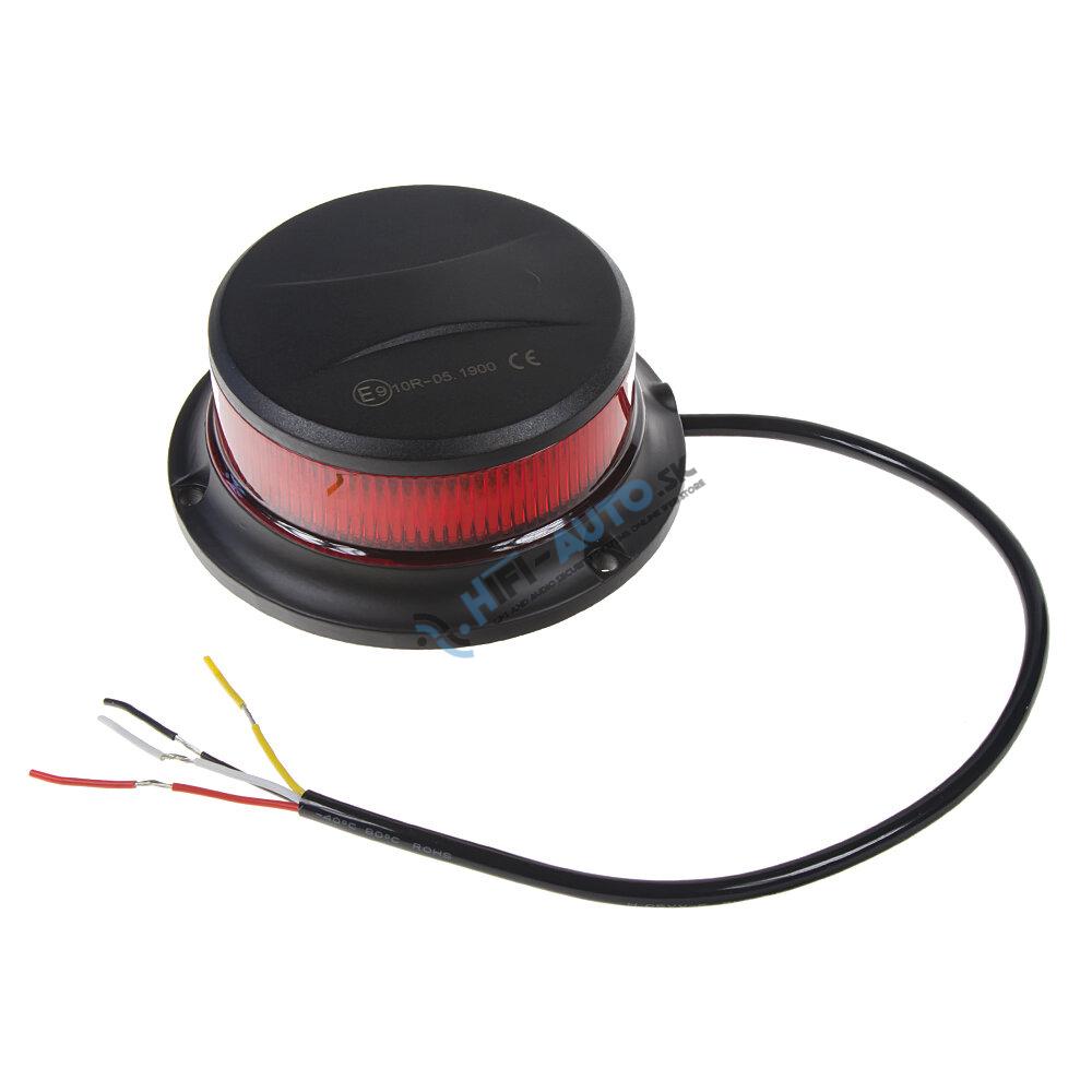 LED maják, 12-24V, 18x1W červený, pevná montáž ECE R10