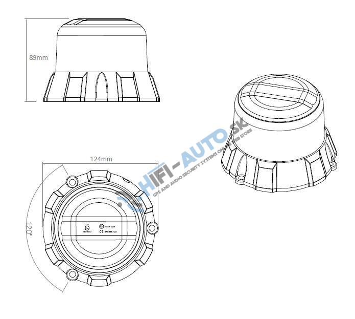 Robustný modrý LED maják, modrý hliník, 48W, ECE R65
