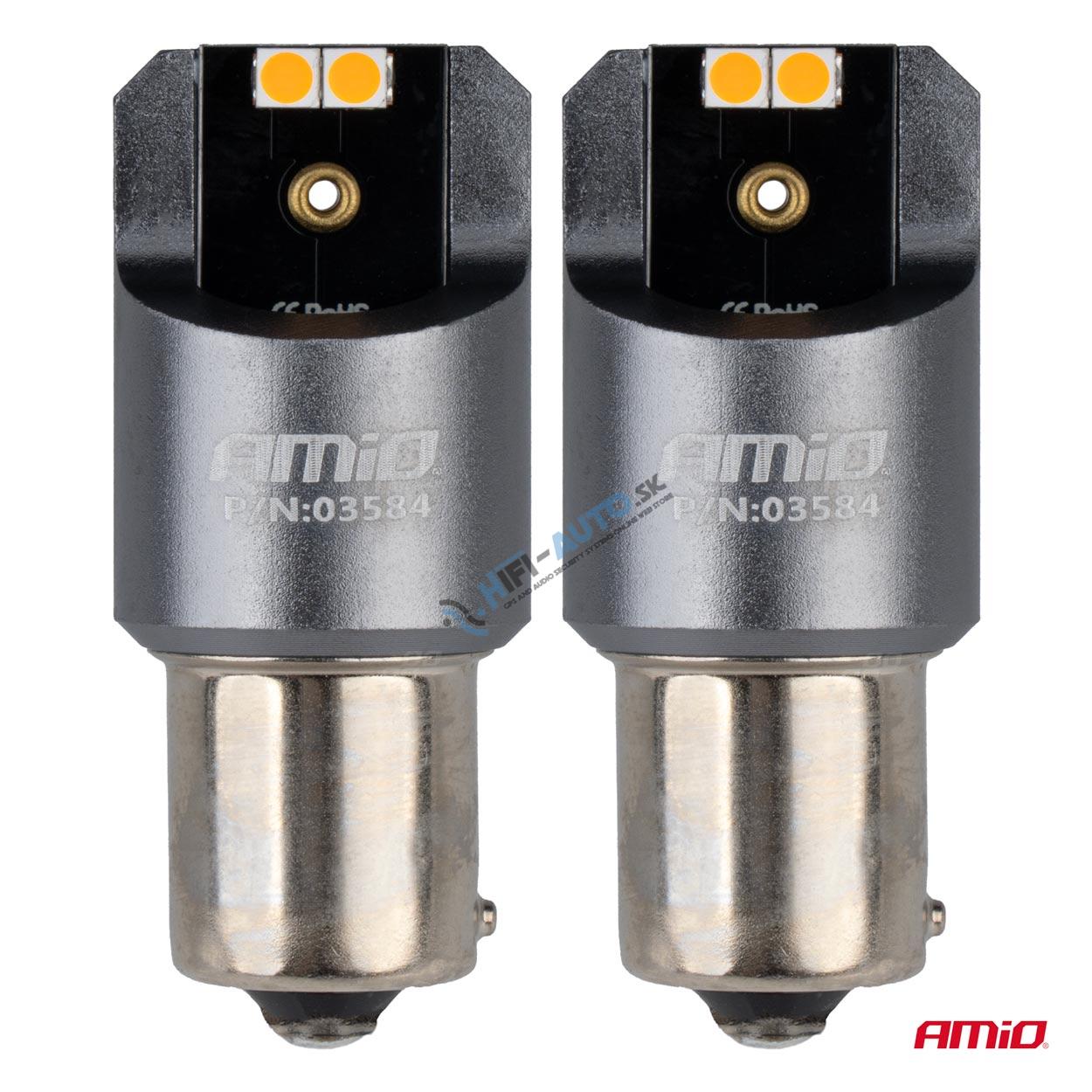 LED žiarovka FULL CANBUS PRO PY21W 4x3030 SMD amber 12V 24V