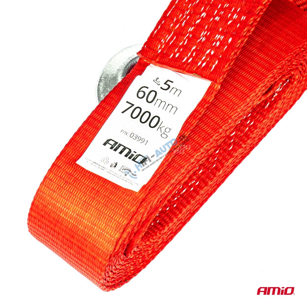 Ťažný popruh 7000kg 60mm 5m zakončenie Hák+Hák