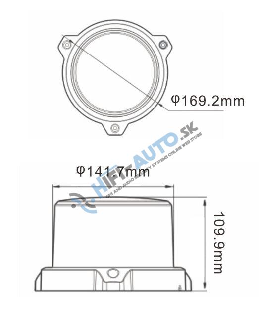 LED maják, 12-24V, 96x0, 5W, oranžový, magnet, ECE R65 R10