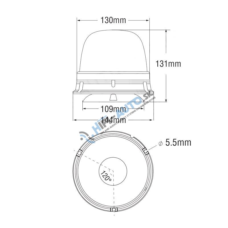 LED maják, 12-24V, 10x1, 8W, oranžový, magnet, ECE R65 R10