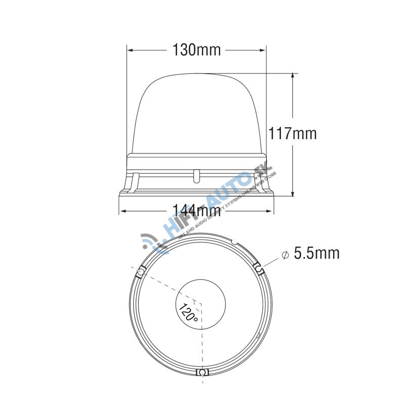 LED maják, 12-24V, 10x1, 8W, oranžový, pevná montáž, ECE R65 R10