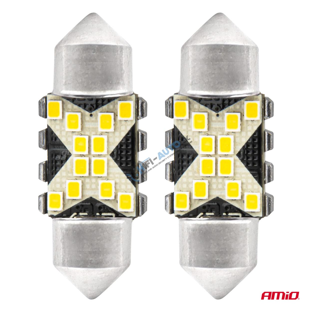 LED žiarovka CANBUS 12SMD Festoon C5W 2016 31mm White 12/24V
