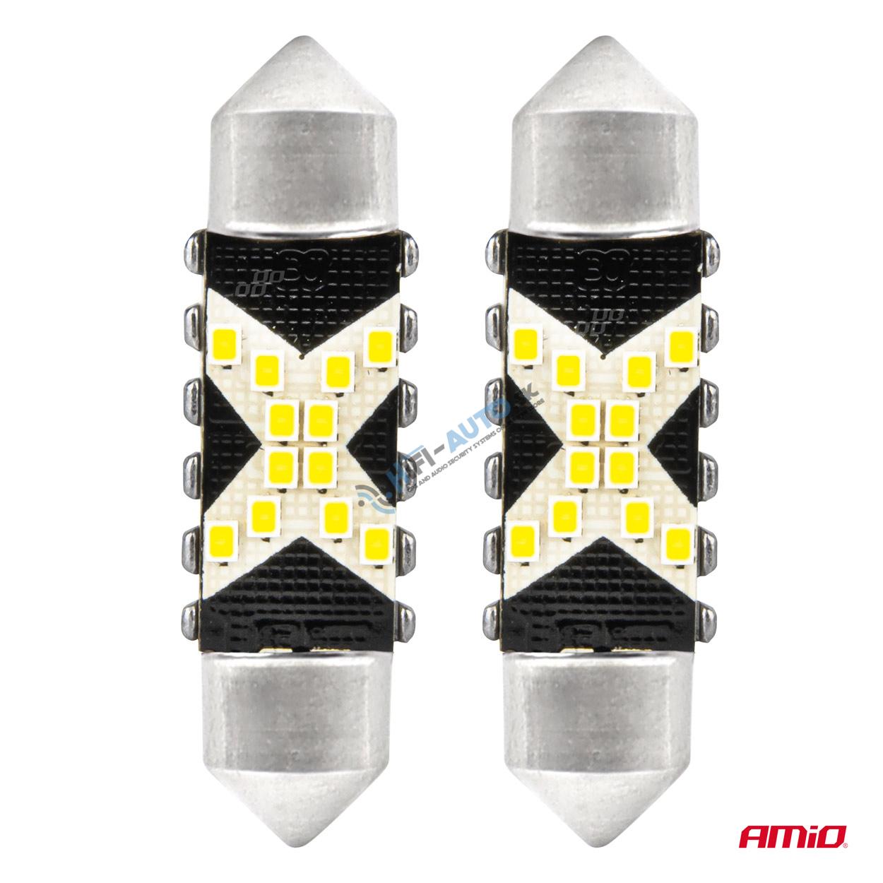LED žiarovka CANBUS 12SMD Festoon C5W 2016 39mm White 12/24V