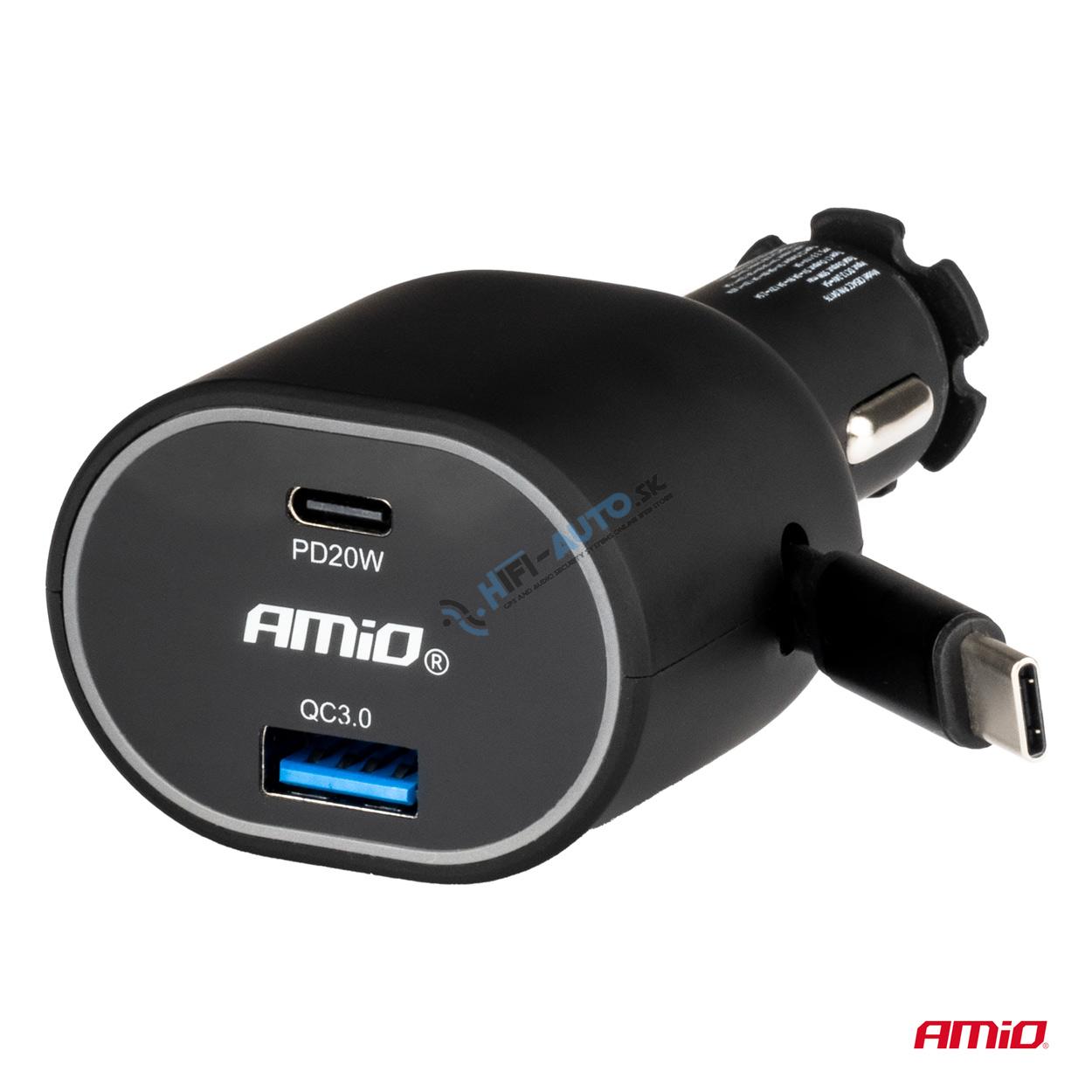 Rýchla autonabíjačka 3.0 s 30W C navíjacím káblom PD20W