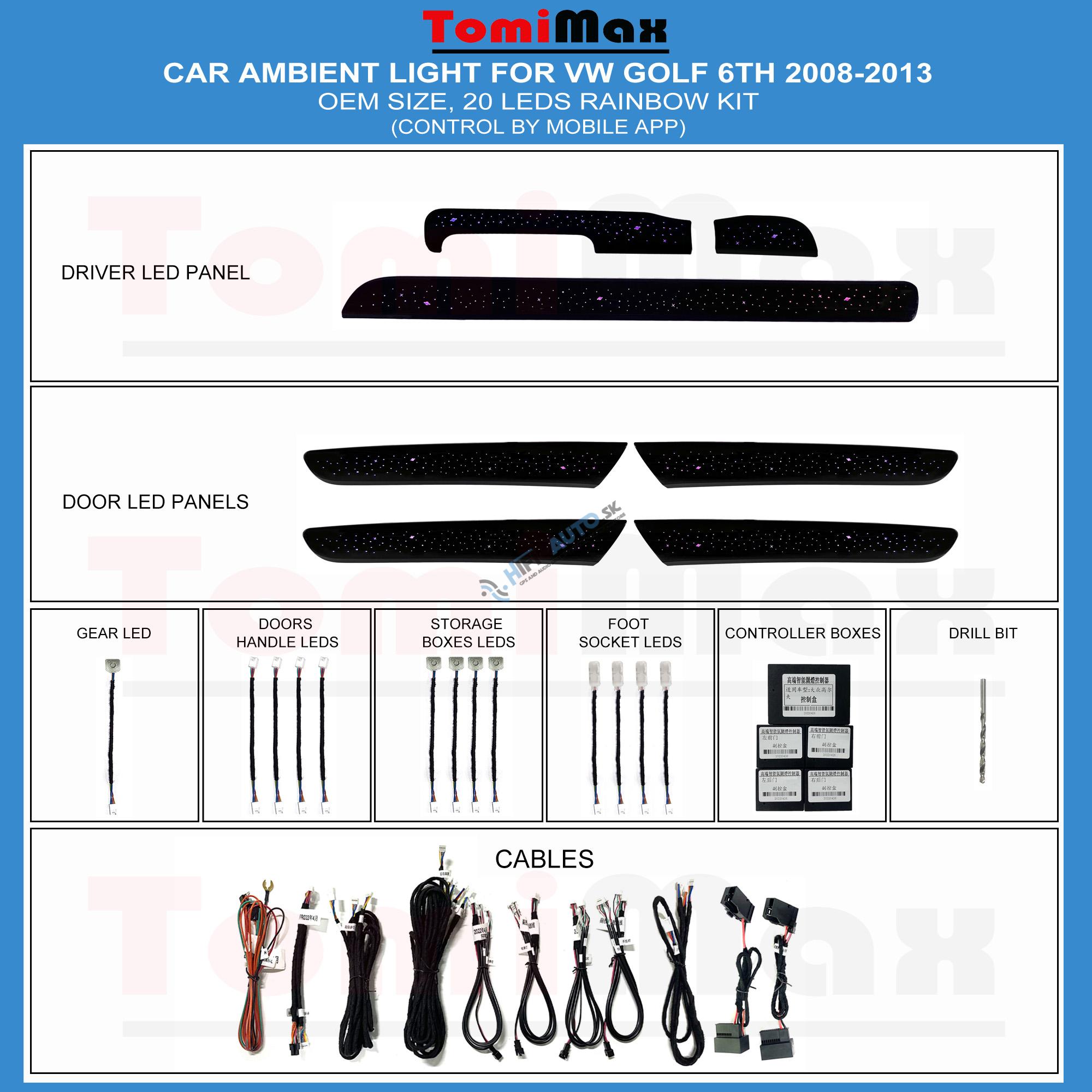 Ambientné osvetlenie VW Golf 6 2008-2013
