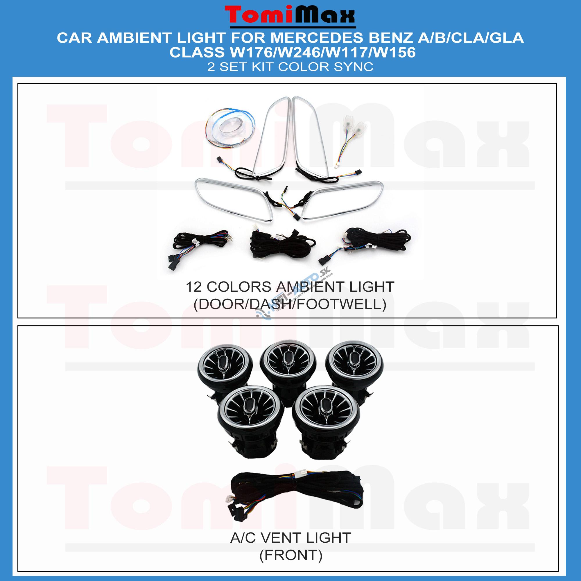 Ambientné osvetlenie Mercedes Benz A, B, CLA, GLA (W176, W246, W117, W156)