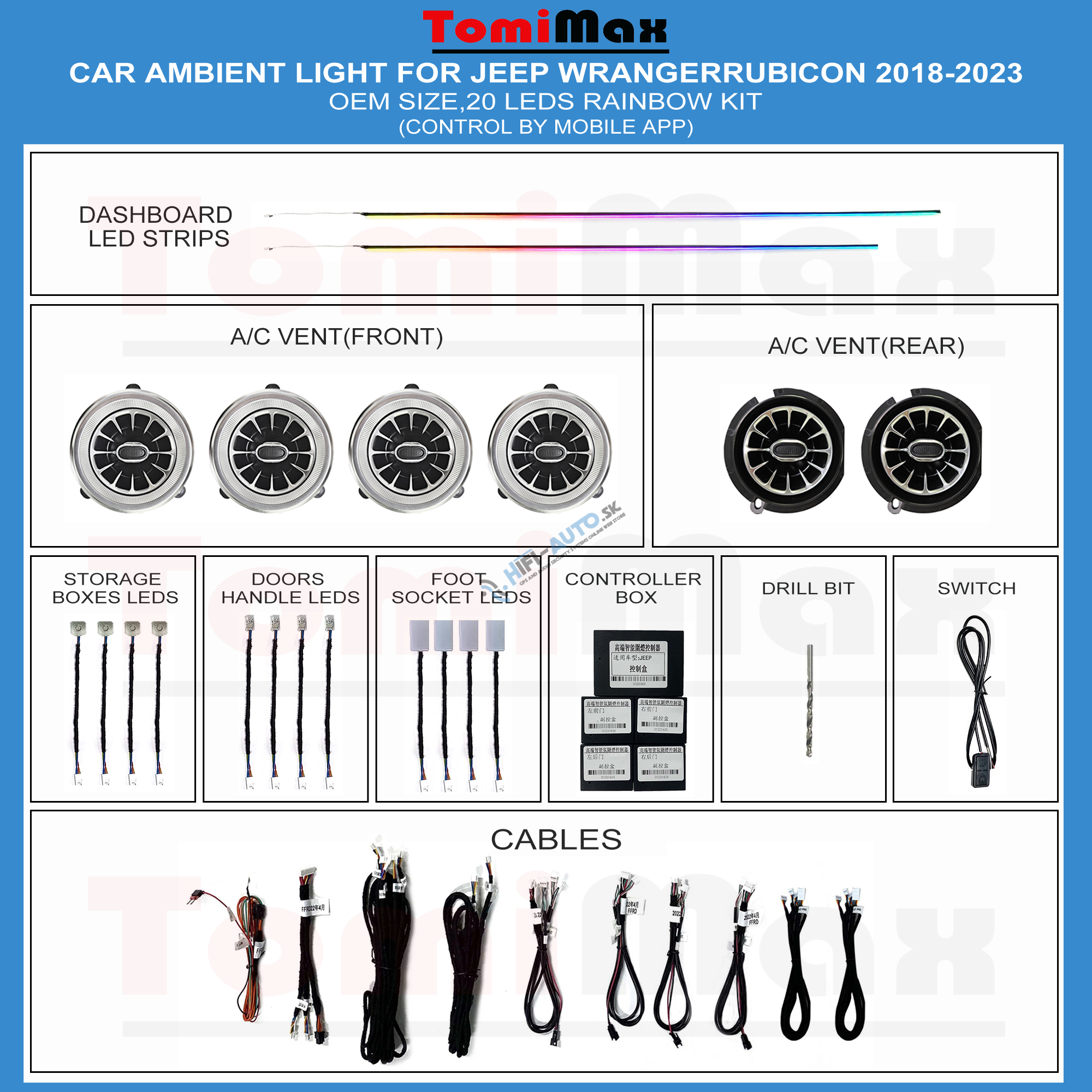 Ambientné osvetlenie Jeep Wranger Rubicon 2018-2023