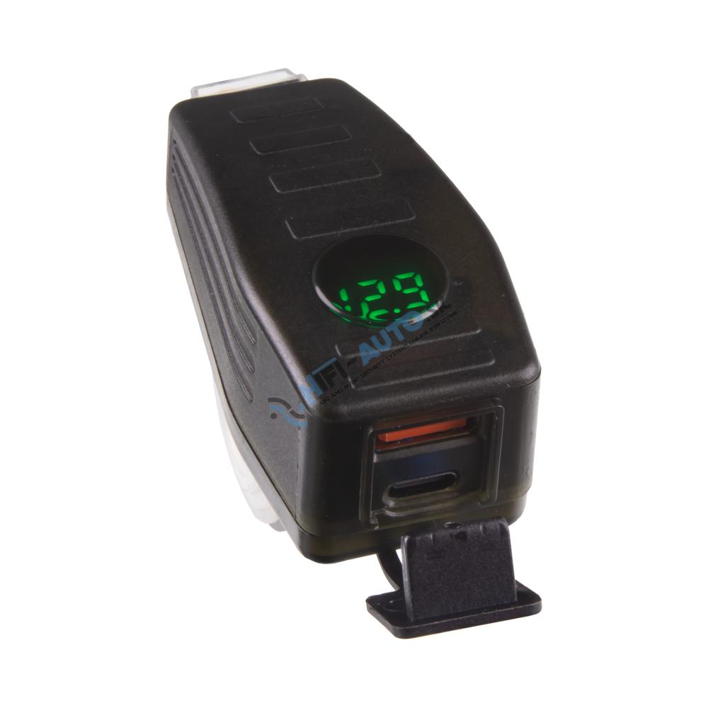 USB/USB-C nabíjačka s voltmetrom na motocykel