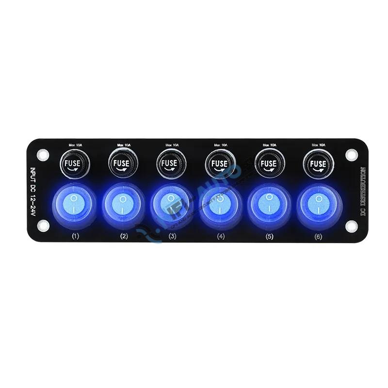 Panel s 6x spínačmi + 6x poistky, 12/24V