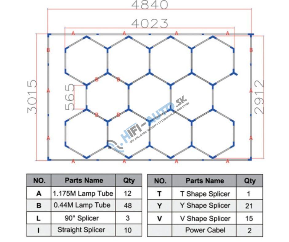 Stropné osvetlenie Hexagons Tomimax 8