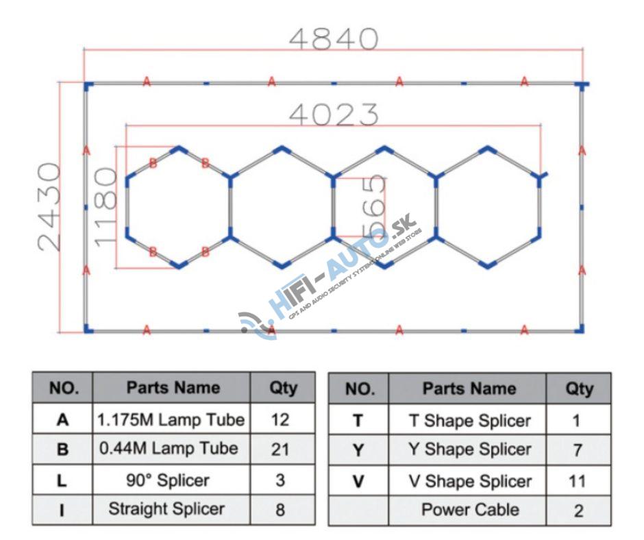 Stropné osvetlenie Hexagons Tomimax 17