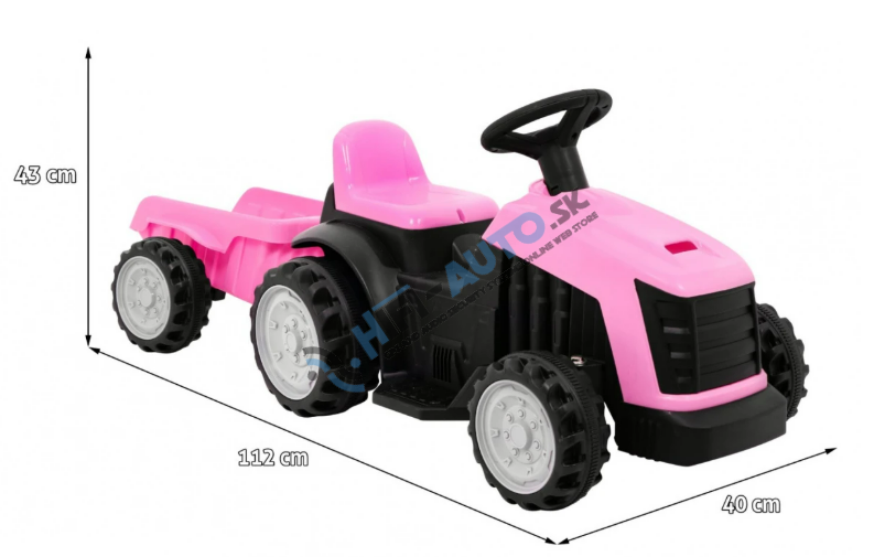 Traktor s prívesom ružový