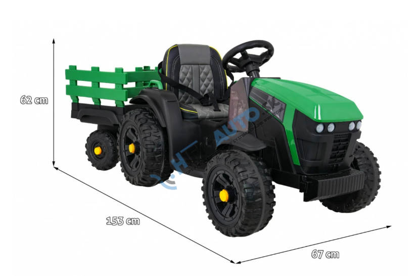 Titánový traktor s prívesom zelený