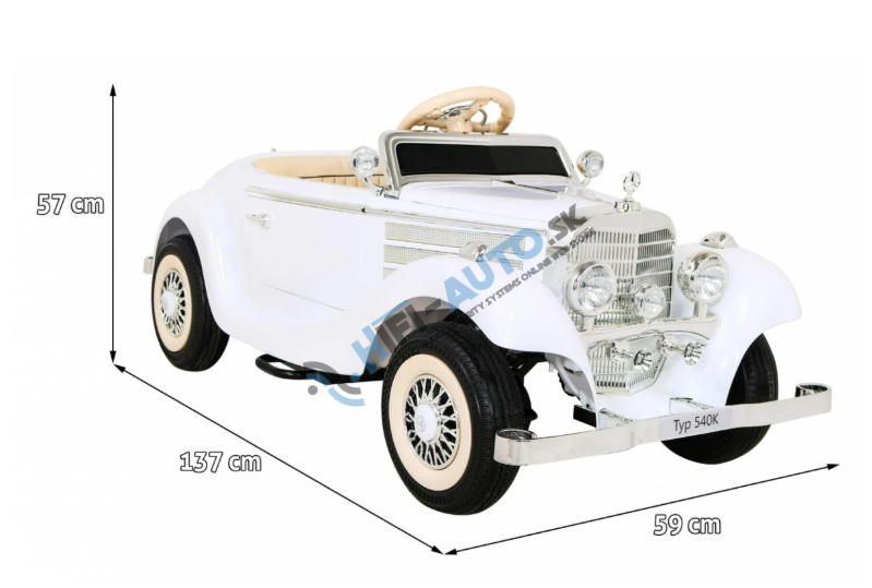 Elektrické autíčko Mercedes Benz 540A Retro - nelakované - biele