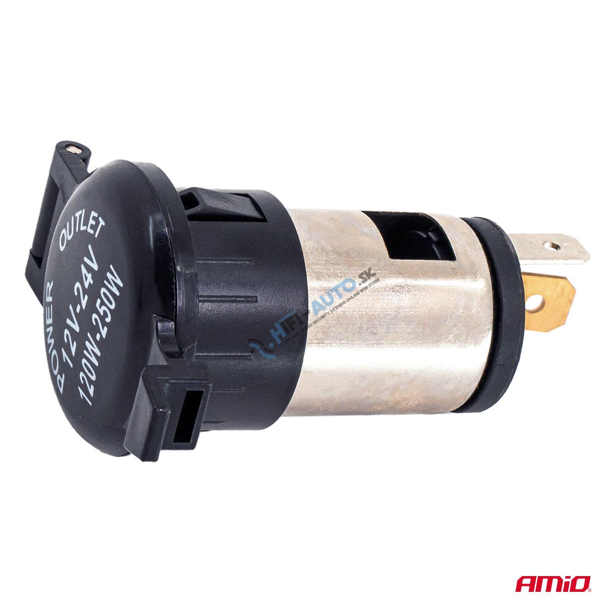 Prídavná elektrická zásuvka s klapkou 250 W 12 V 24 V