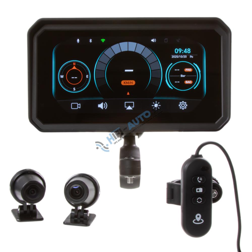 Monitor 6" na motocykel s Apple CarPlay, Android auto, Bluetooth, DVR, GPS