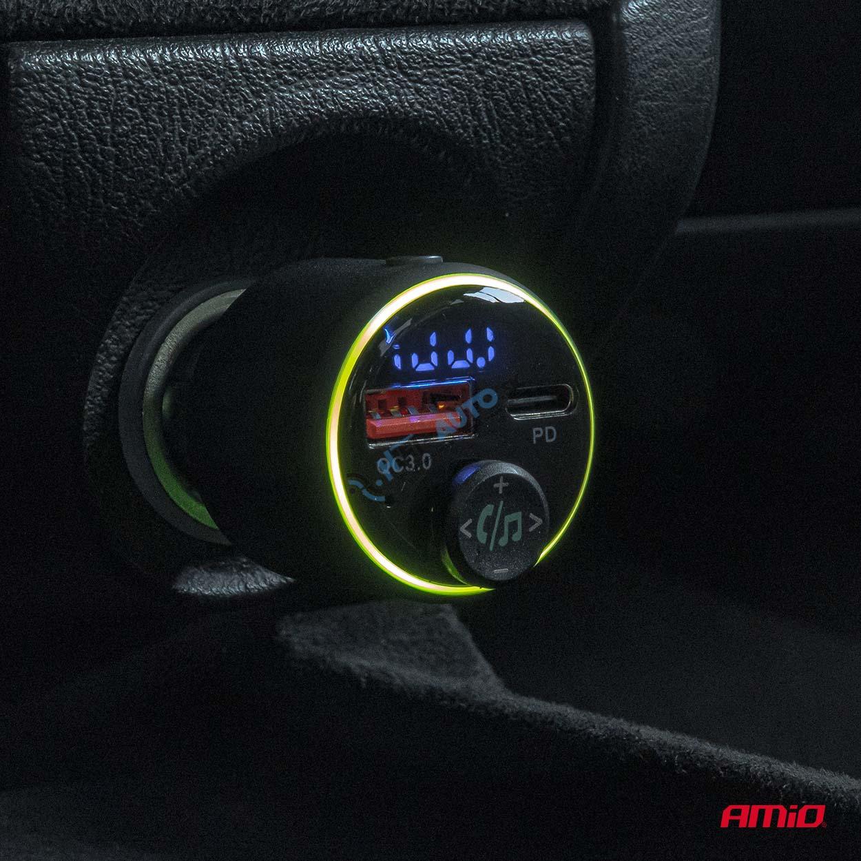 FM transmitter 1×USB-A 1×USB-C 12/24V