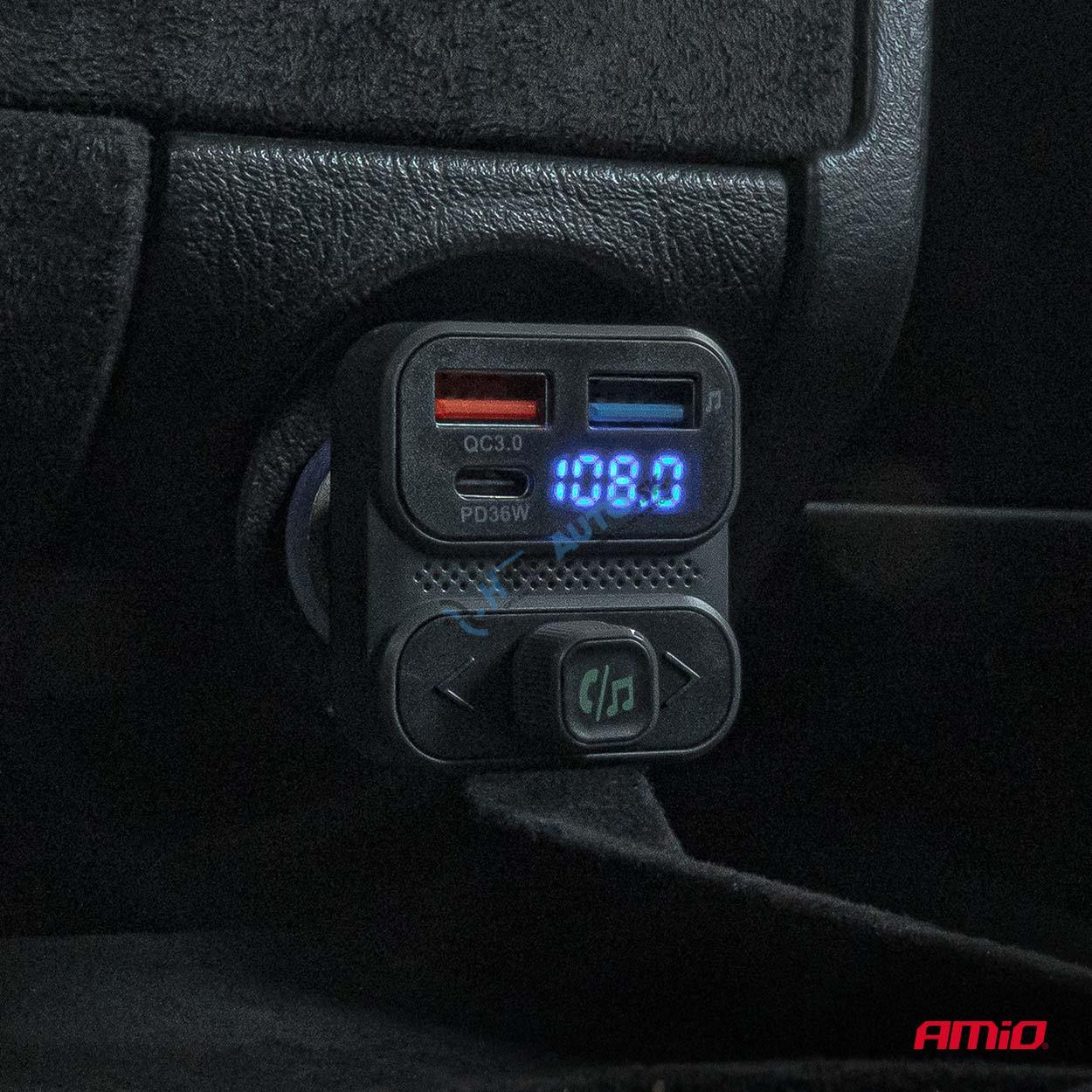 FM transmitter 2×USB-A 1×USB 12V 24V