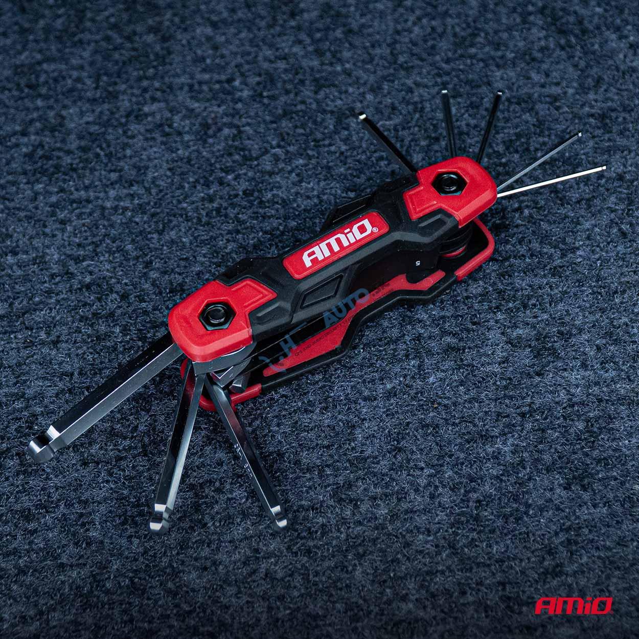 Imbusové kľúče HEX s guľovou koncovkou, skladacie, 8 ks, CR-V