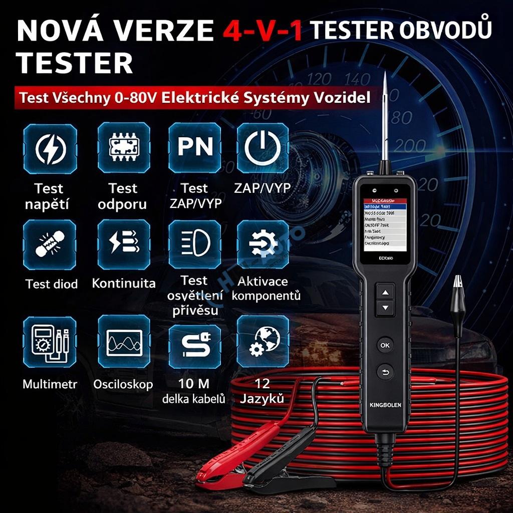 Digitálny multifunkčný tester - skúšačka elektrických obvodov auta 12 / 24V