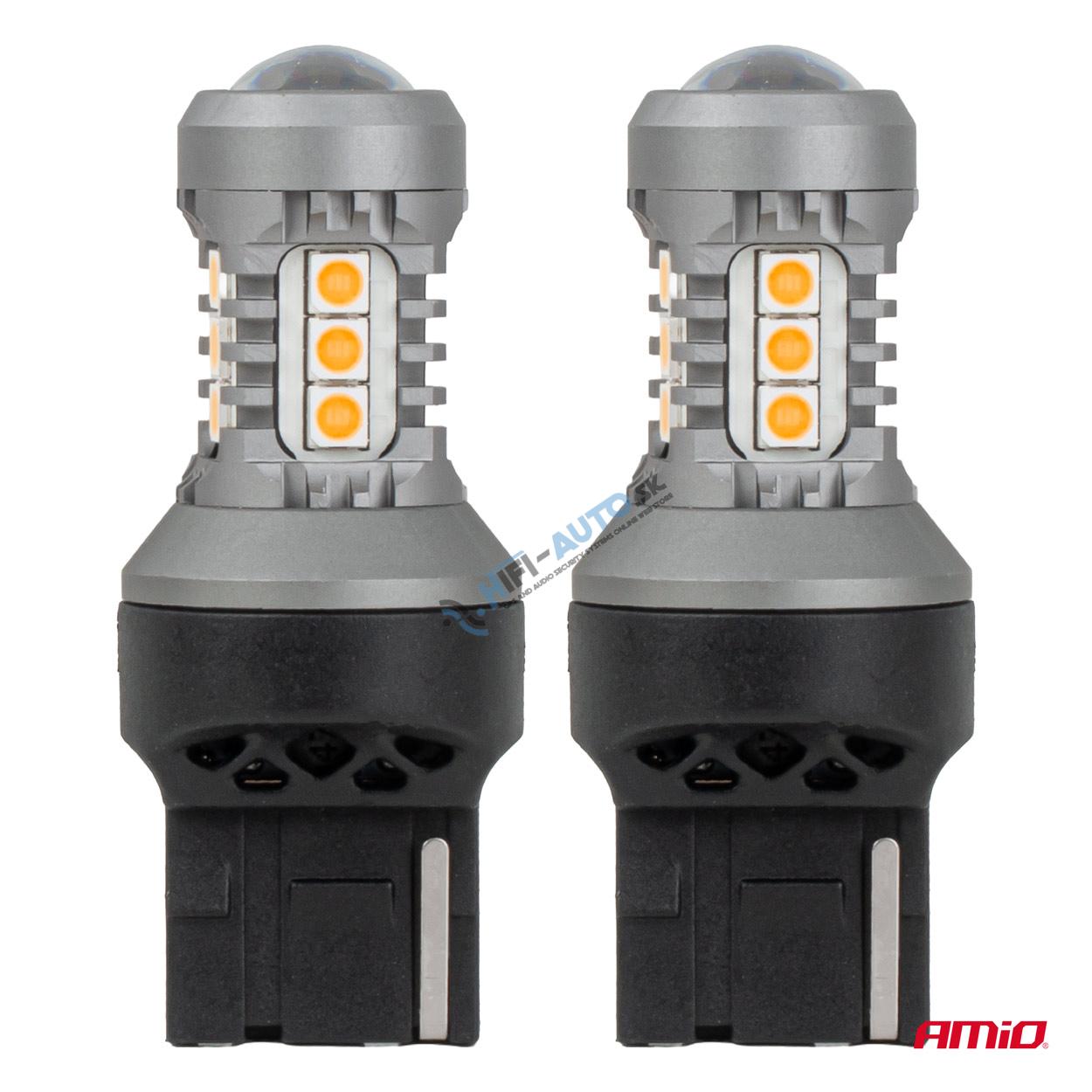 LED žiarovky STANDARD 7440 WY21W 3030 15SMD Orange 12/24V