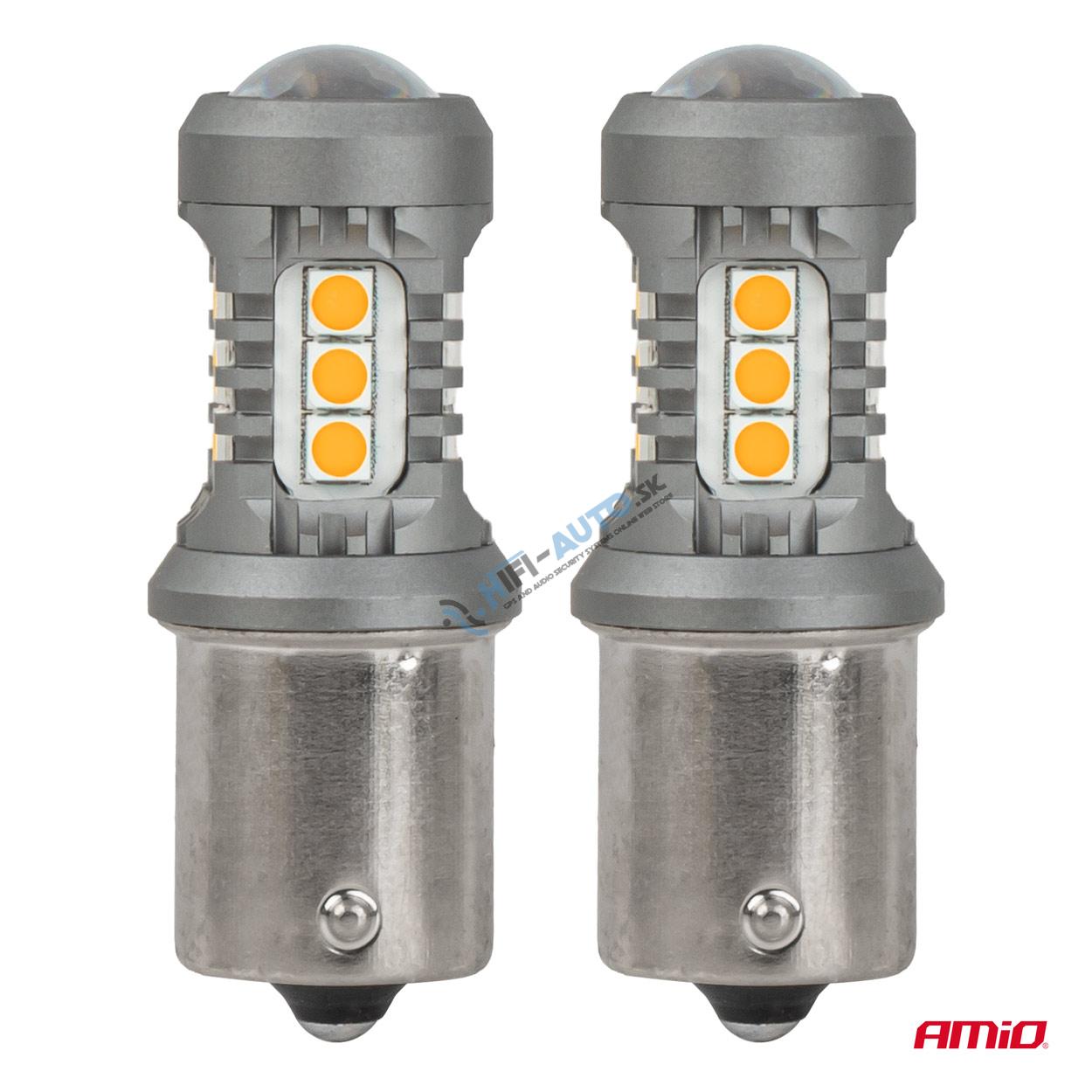 LED žiarovky STANDARD BAU15S PY21W 2x1860SMD 3030 15SMD Orange 12/24V