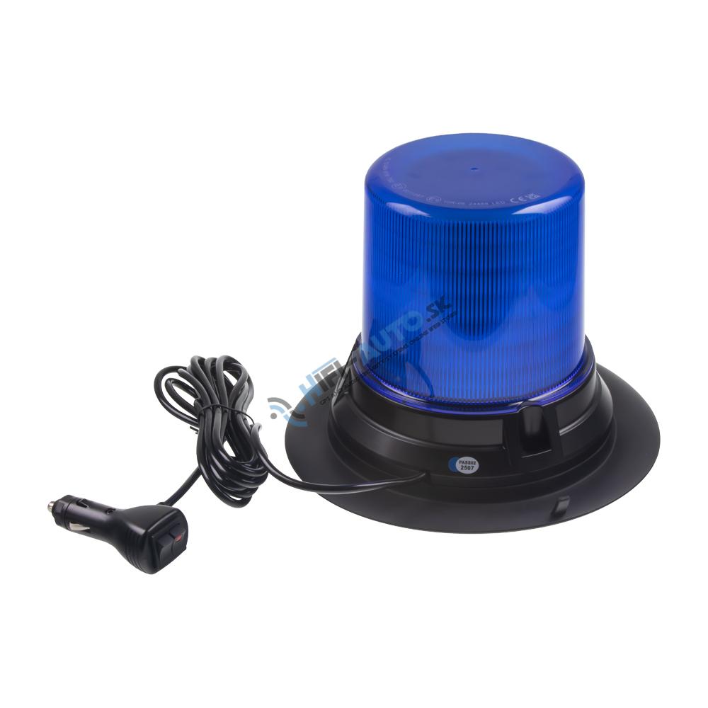 LED maják, 12-48V, 144x1W modrý, magnet, ECE R65