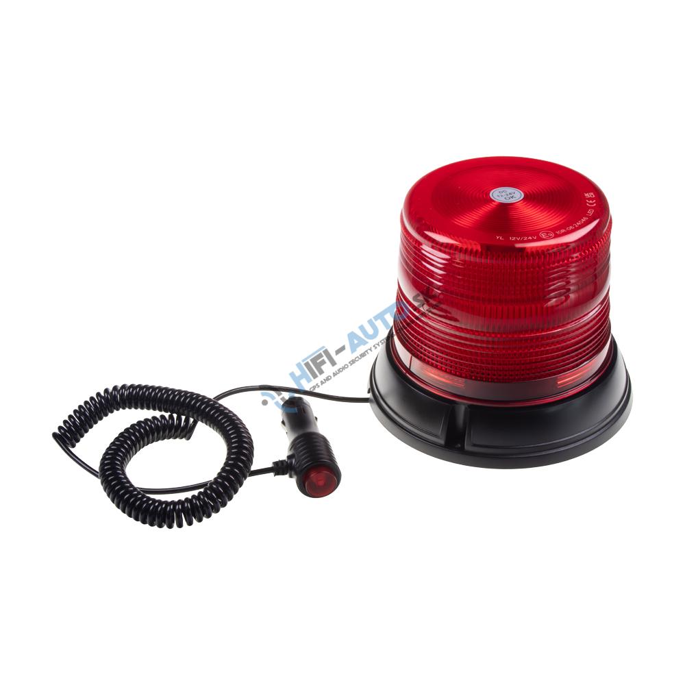 LED maják, 12-24V, červený, magnet, ECE R10