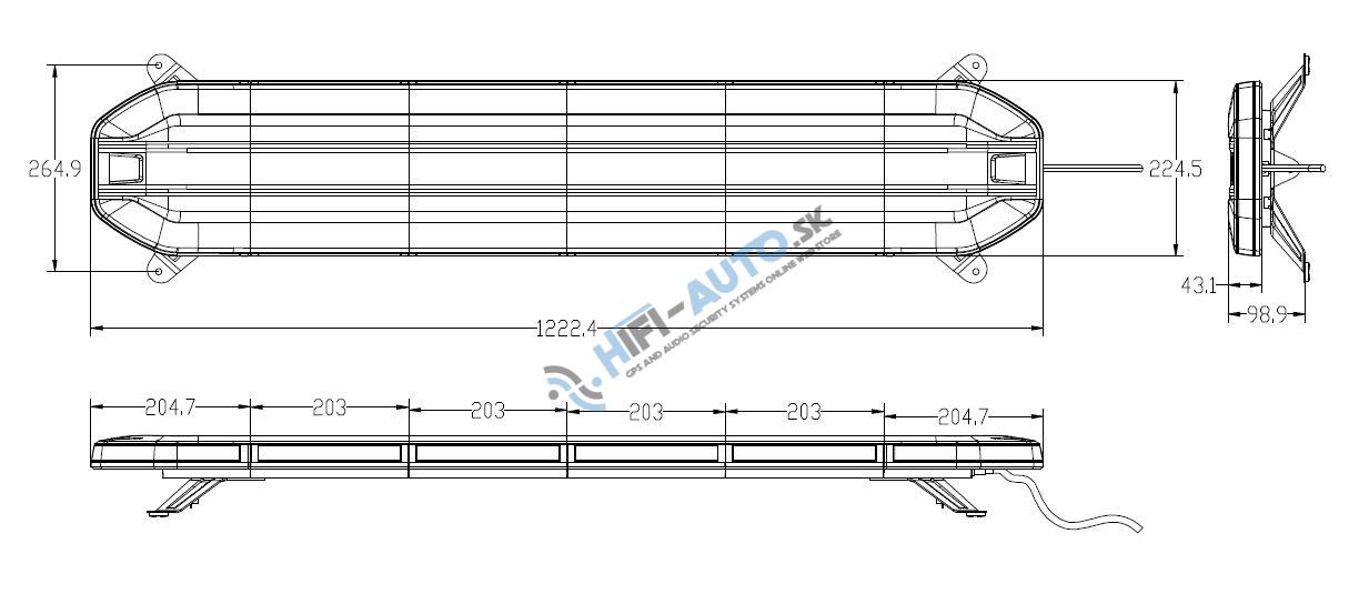 LED rampa 1224mm, oranžová, 12-24V, 234x1W LED, ECE R65