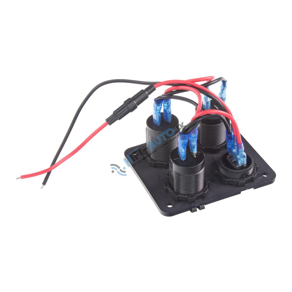 Panel s 1x spínačom, CL, voltmeter + 2x USB zásuvka, 12/24V