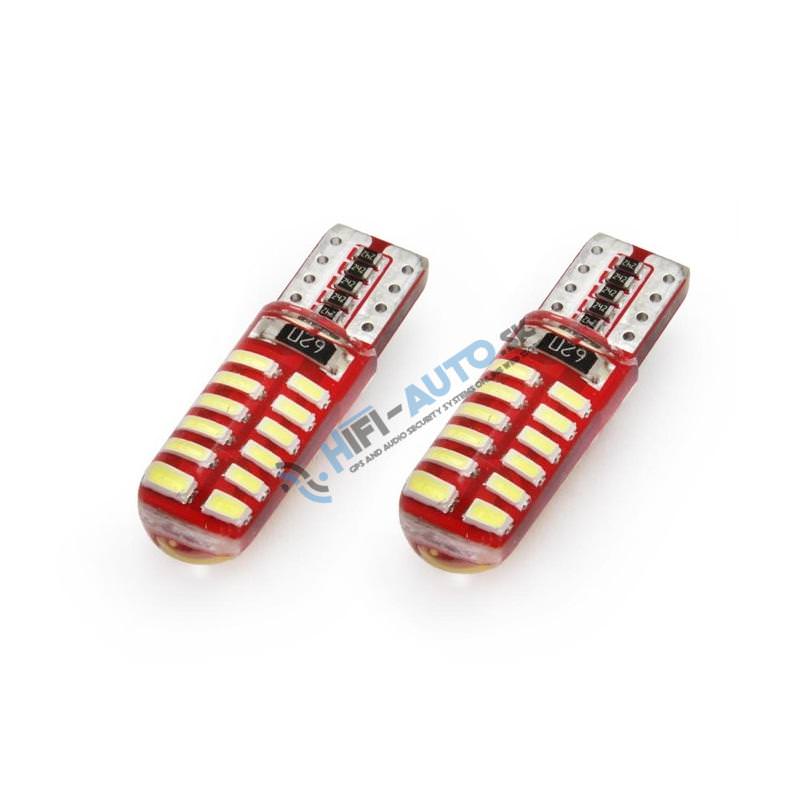 Autožiarovka T10, 24xled, biela, 1ks, 3014 Canbus